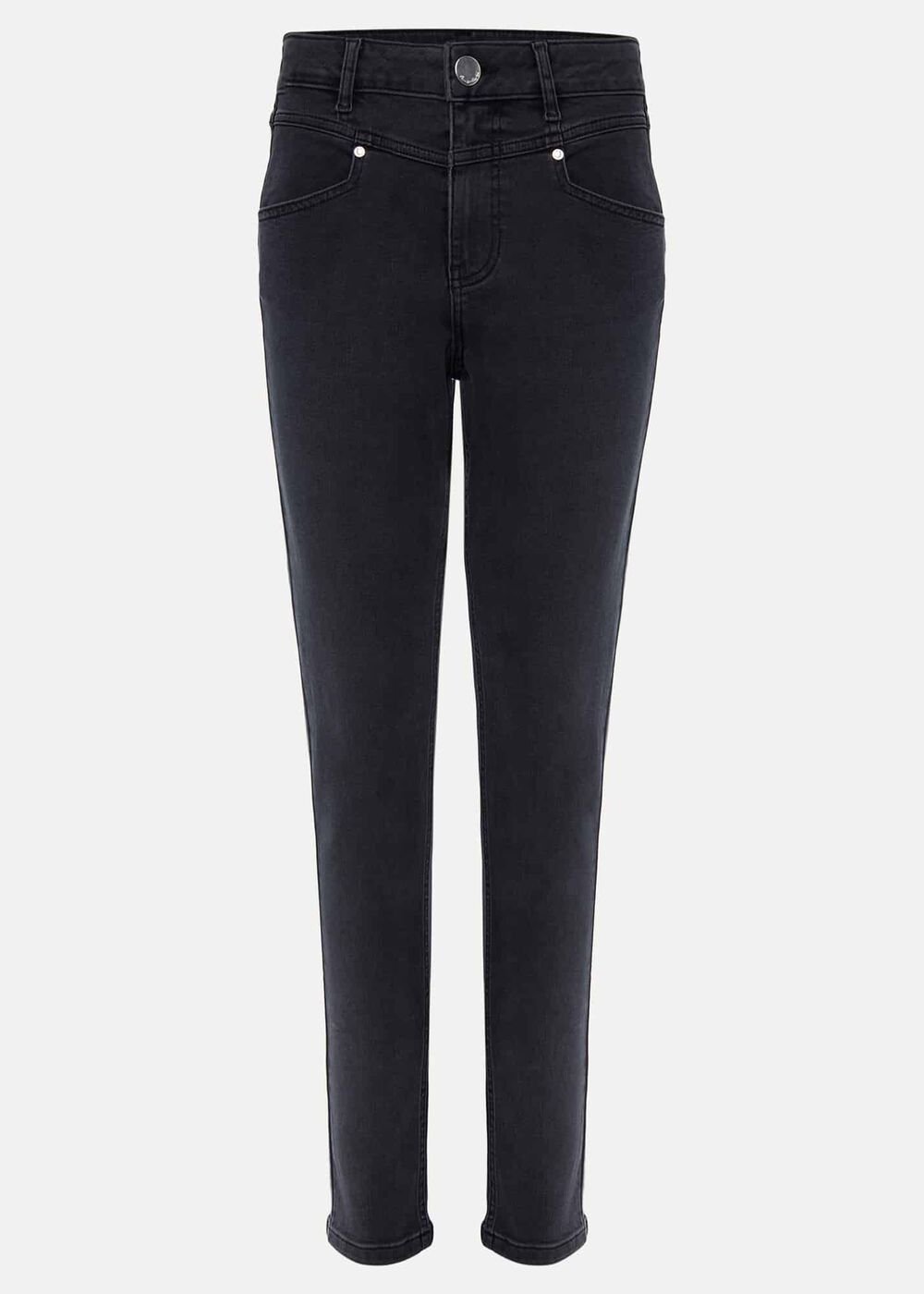 Hailee Topstitch Skinny Jeans Charcoal