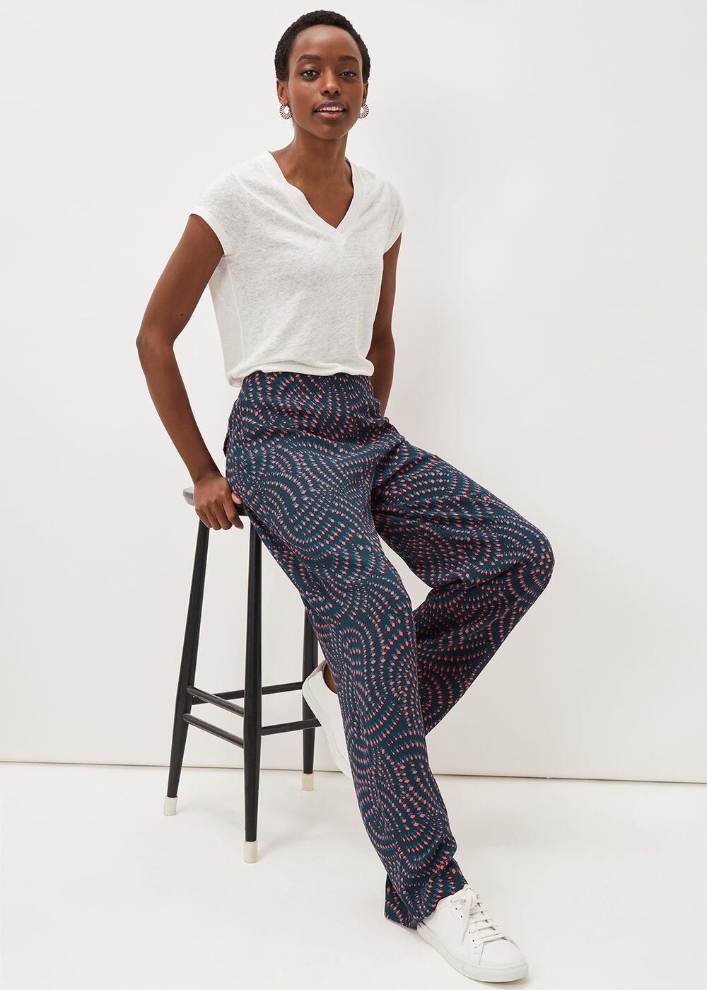 Grace Geo Printed Trouser Navy/Multi