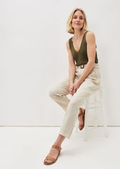 Hazel Linen Tapered Trousers Stone