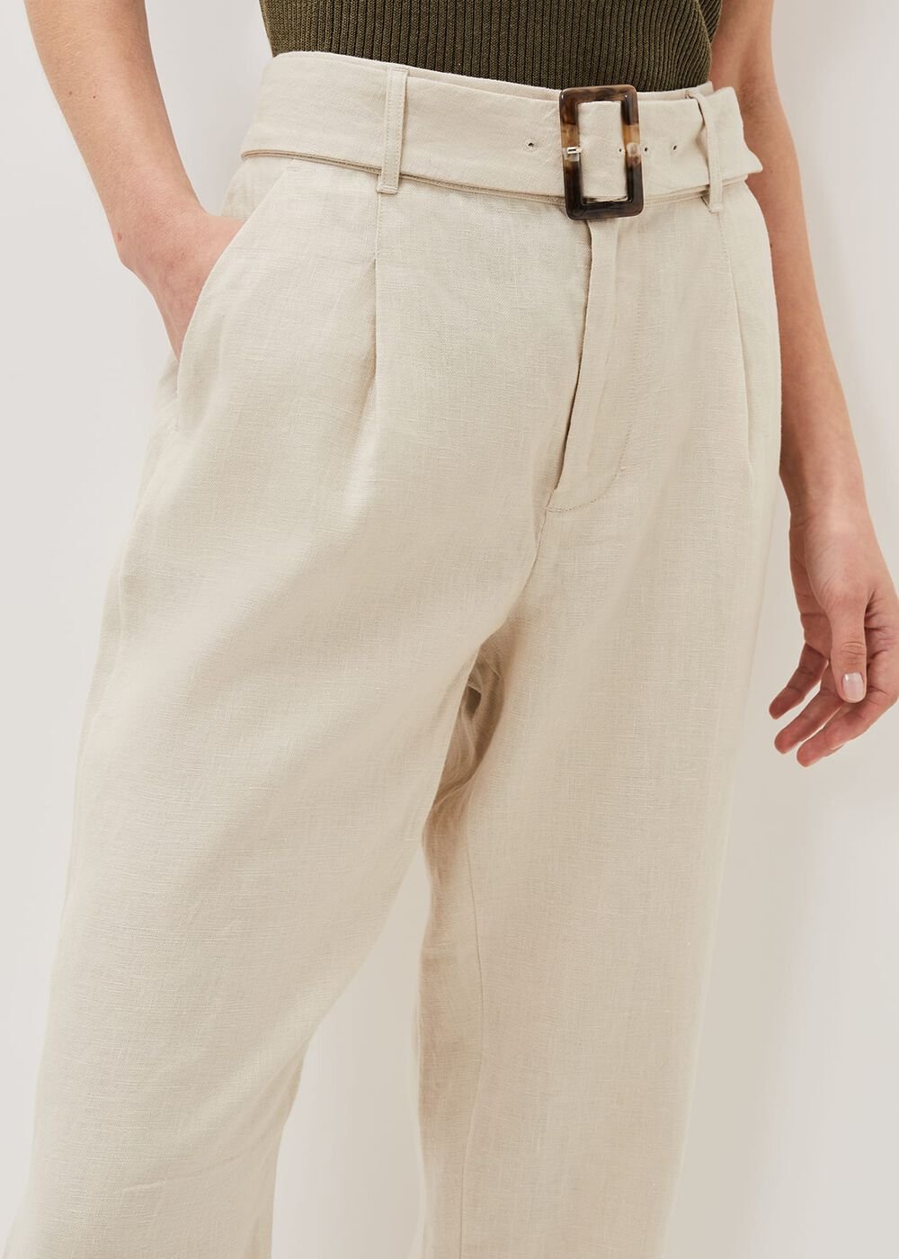 Hazel Linen Tapered Trousers Stone
