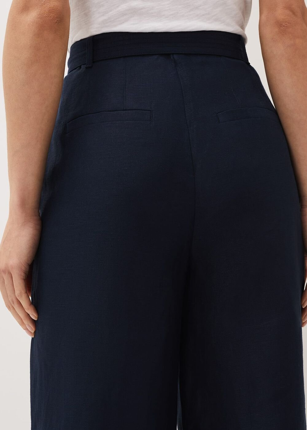 Aaliyah Navy Linen Wide Leg Trousers Navy