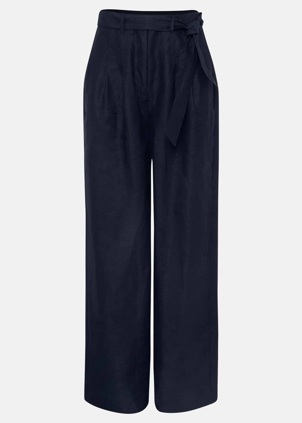Aaliyah Navy Linen Wide Leg Trousers Navy