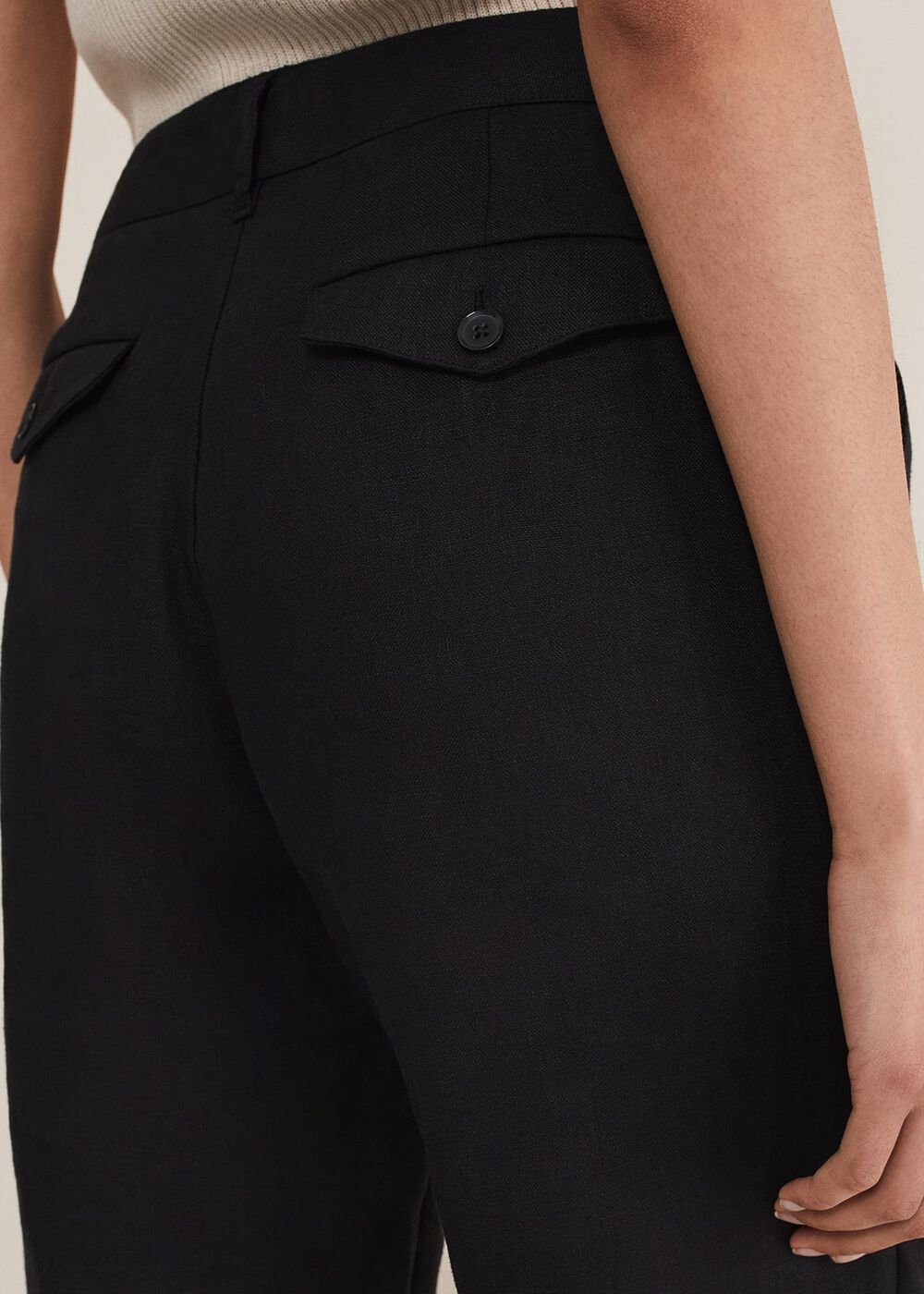 Klarra Black Linen Tapered Trousers Black