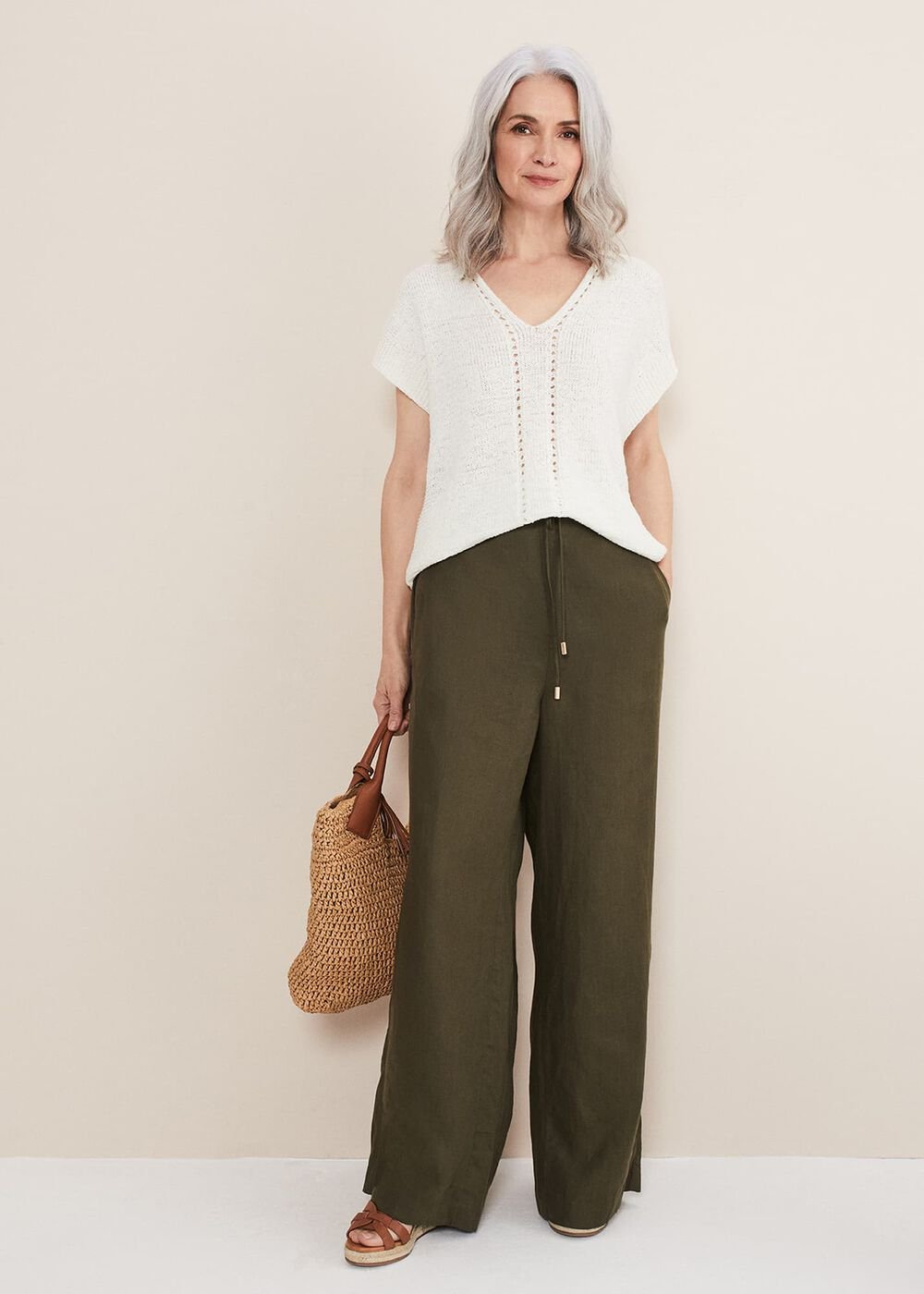 Lolita Drawstring Linen Trouser Khaki