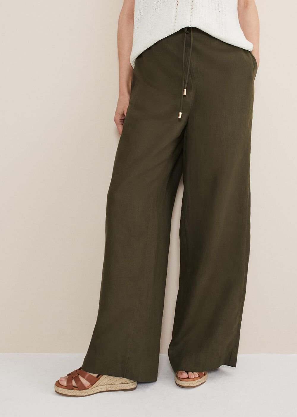 Lolita Drawstring Linen Trouser Khaki