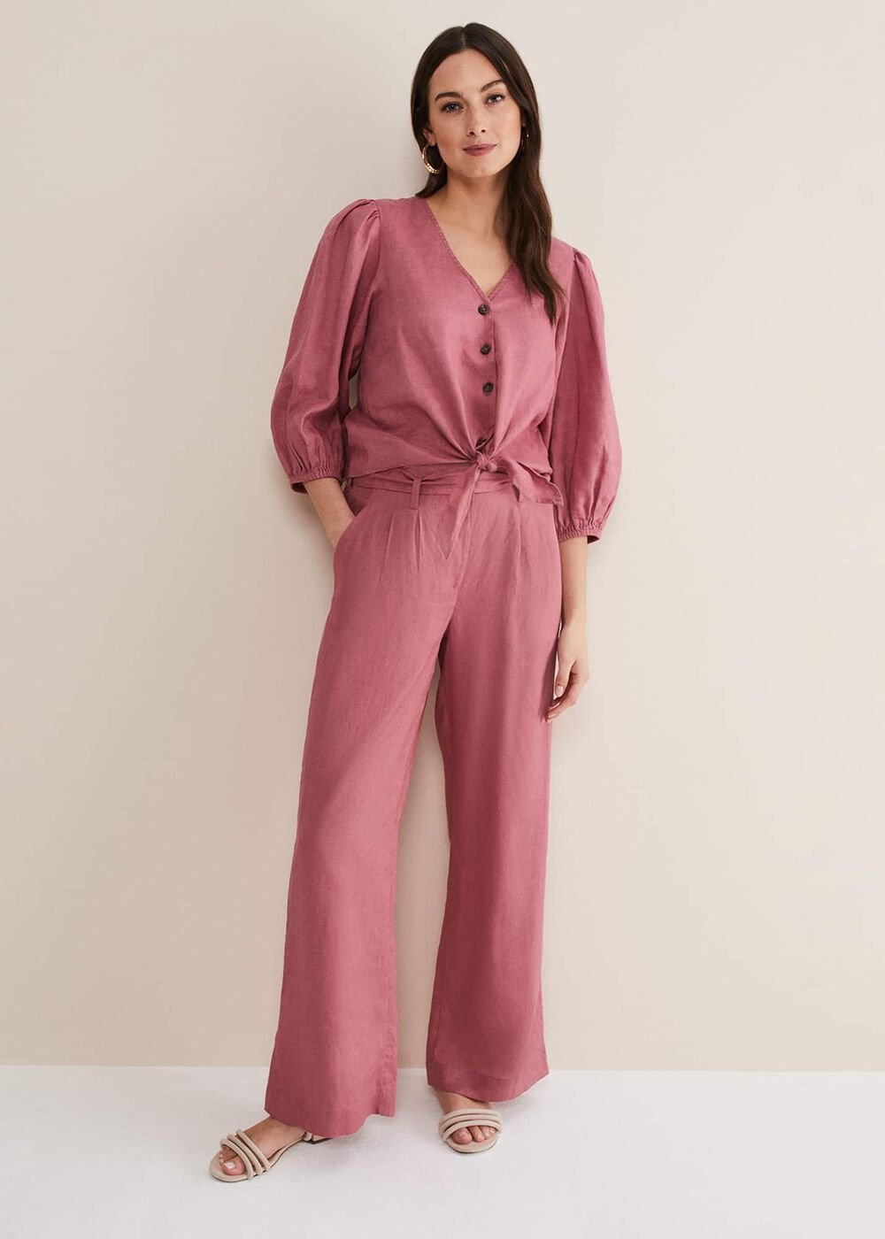 Raven Linen Trouser Rose