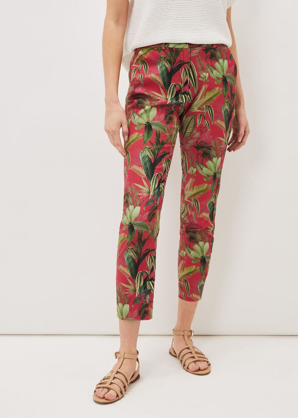 Desta Tropical Print Trouser Hot Pink