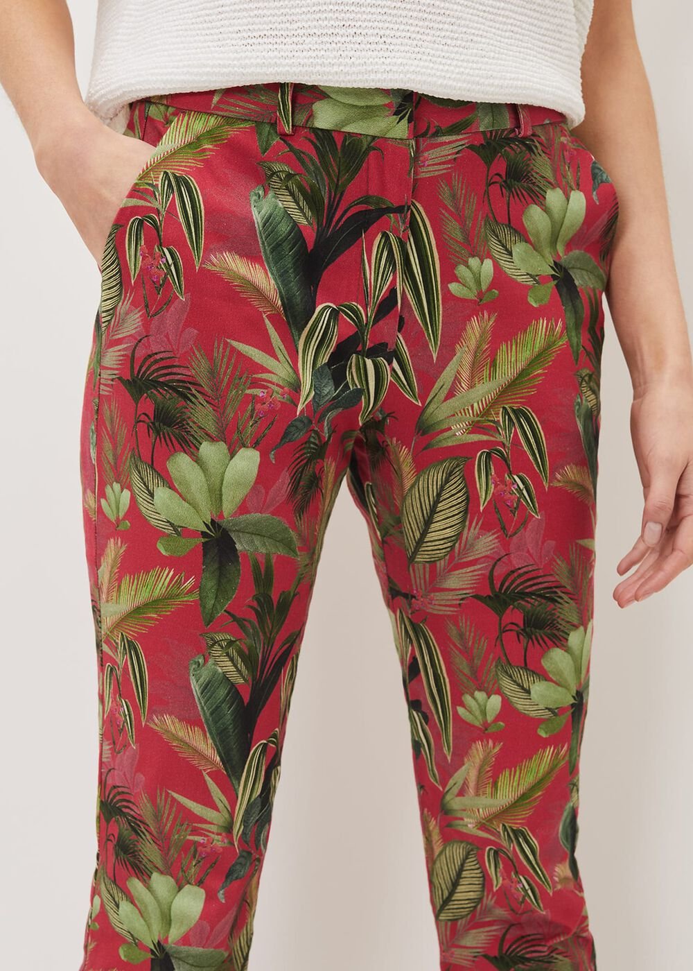 Desta Tropical Print Trouser Hot Pink