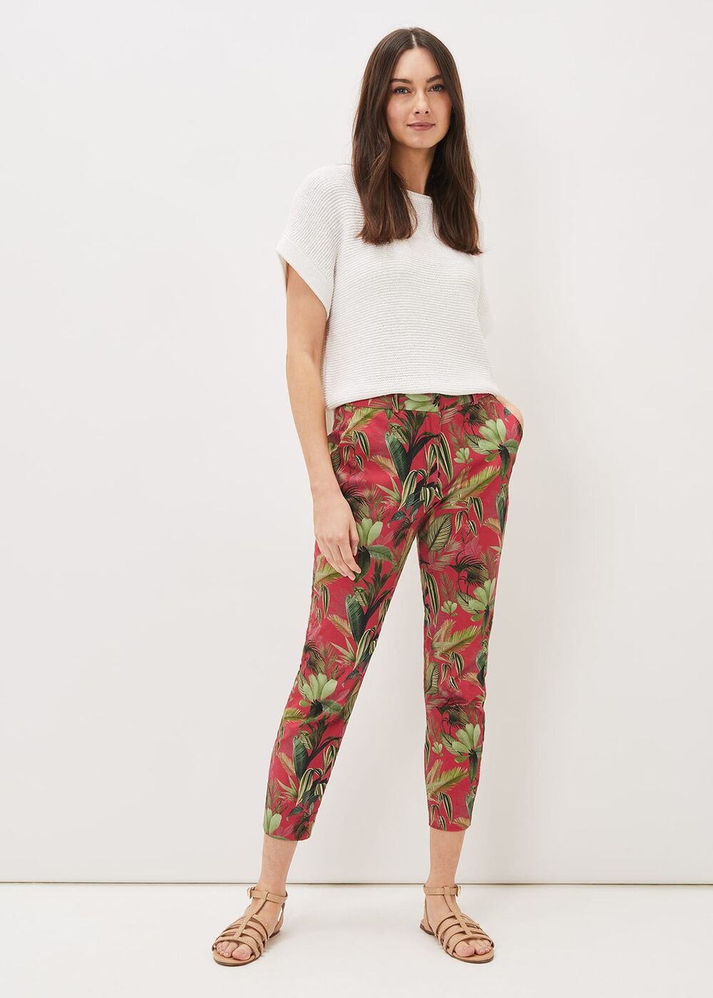 Desta Tropical Print Trouser Hot Pink