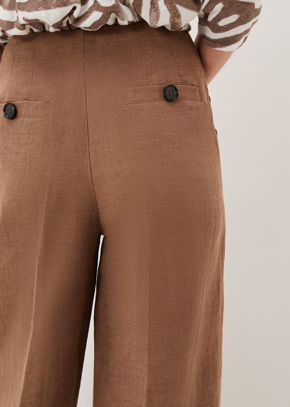 Cassandra Linen Wide Leg Trousers Brown