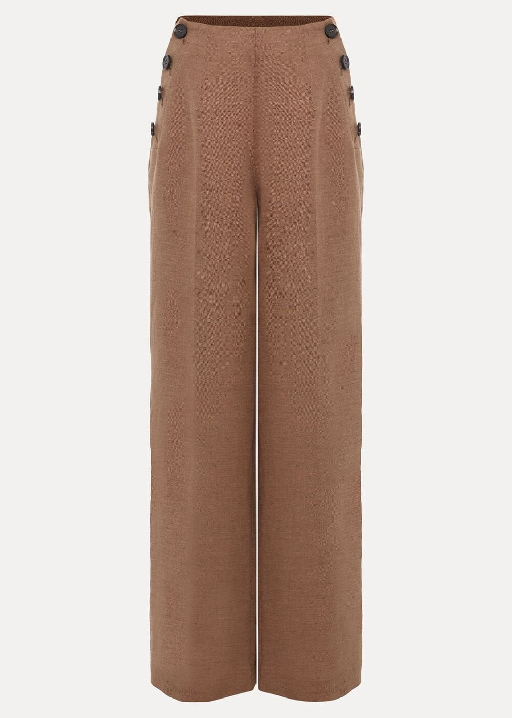 Cassandra Linen Wide Leg Trousers Brown