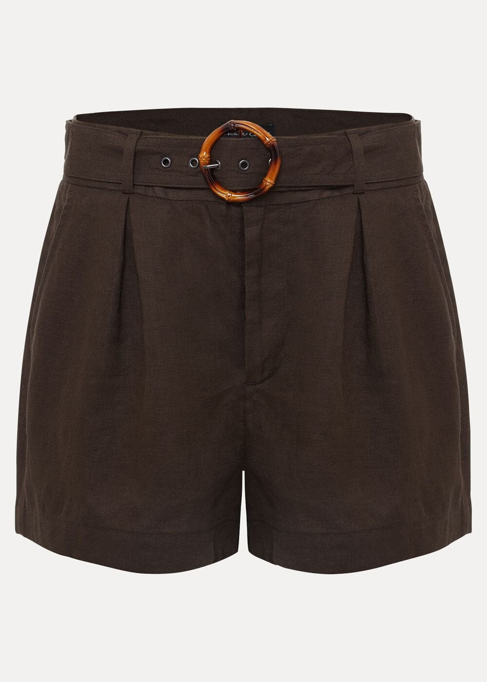 Hazel Belted Linen Short Chocolate