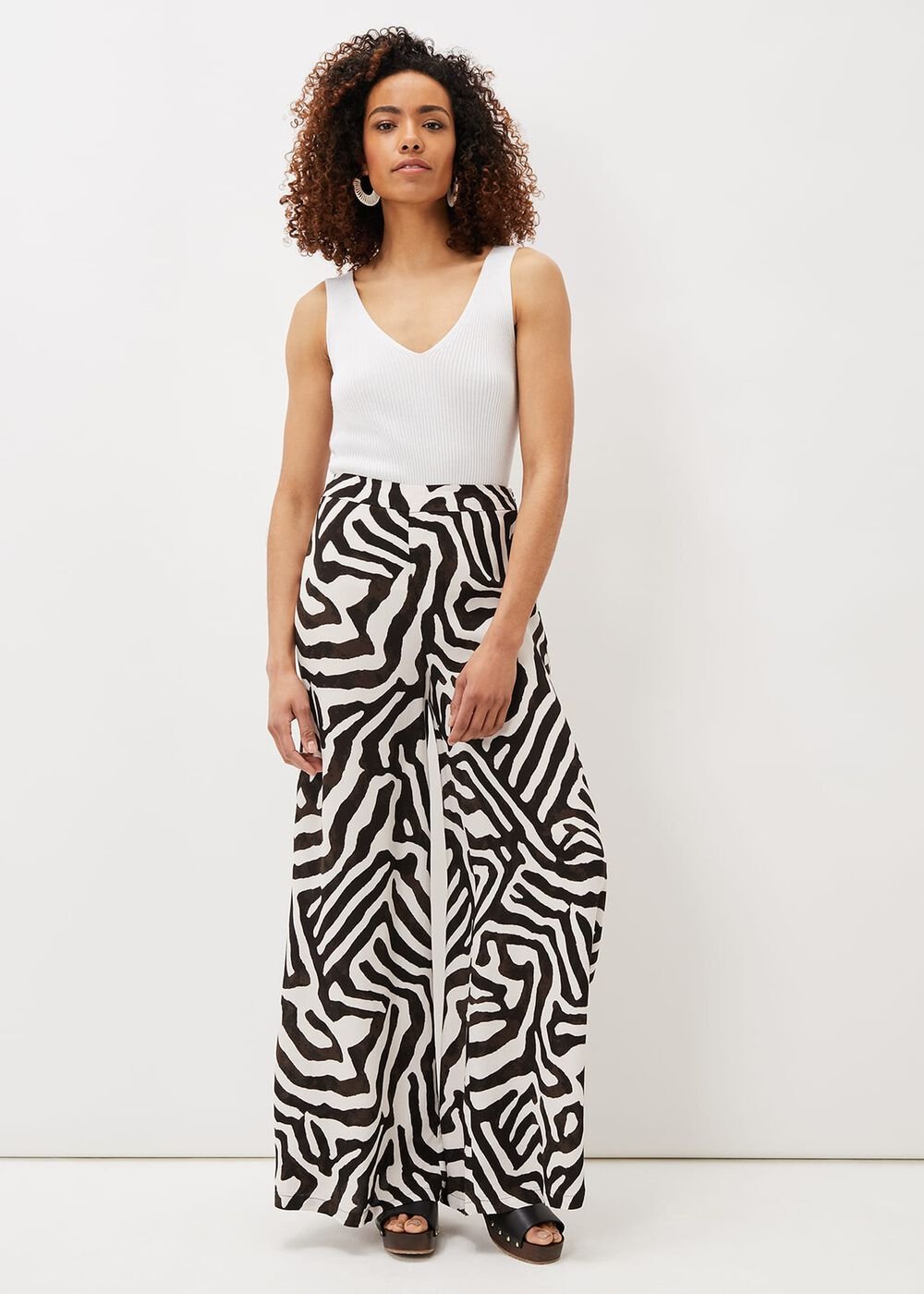 Isabelle Zebra Print Wide Leg Trouser Multi-Coloured
