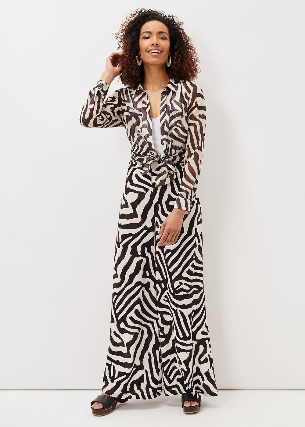 Isabelle Zebra Print Wide Leg Trouser Multi-Coloured
