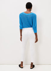 Hailee Topstitch Skinny Jeans Long White