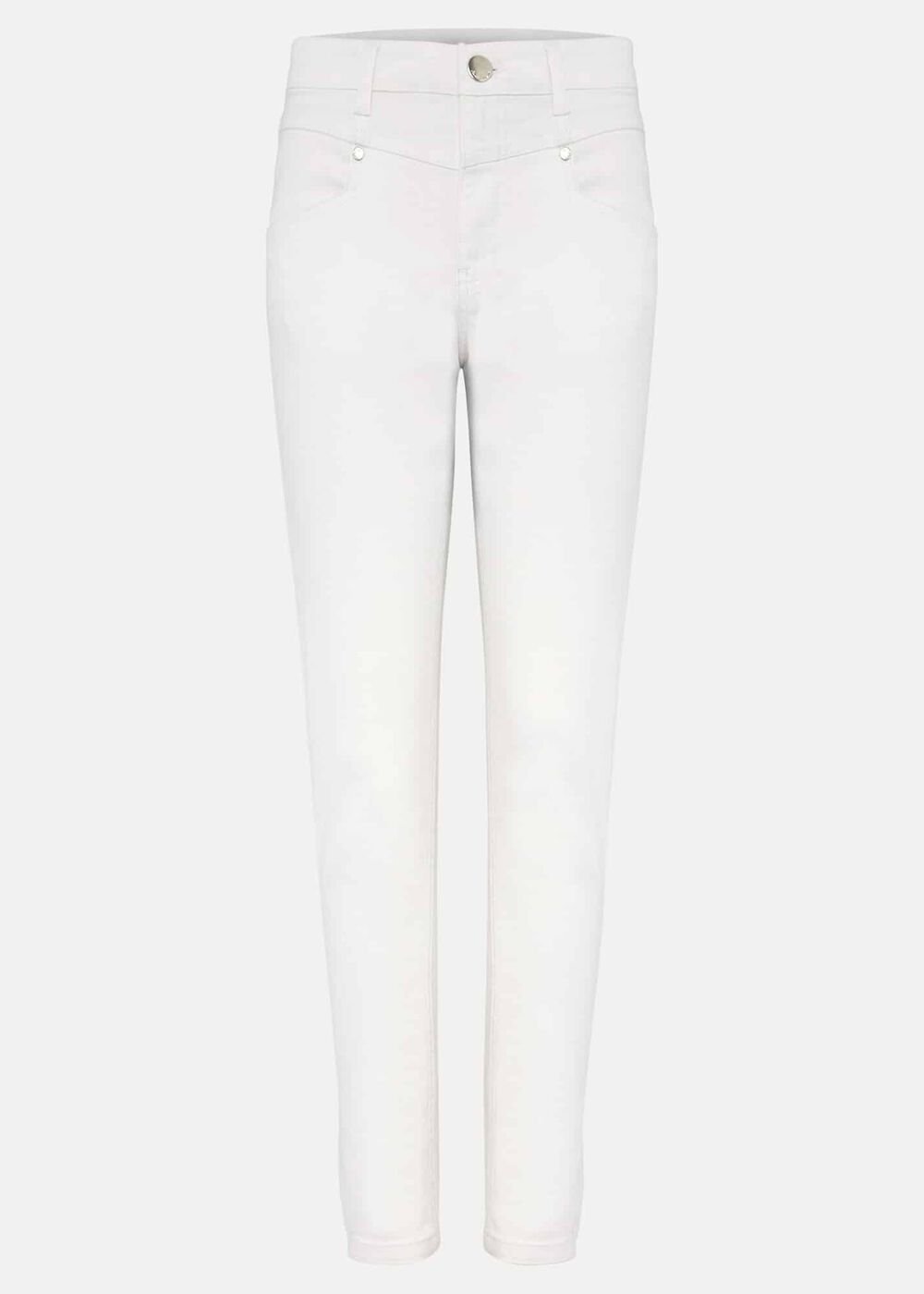 Hailee Topstitch Skinny Jeans Long White
