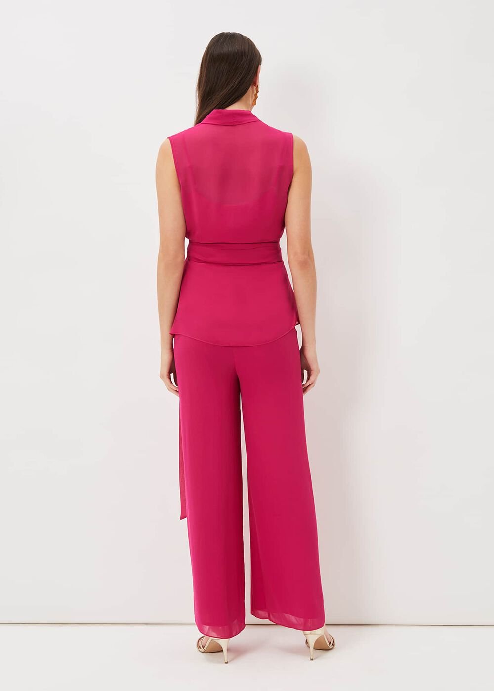 Florentine Chiffon Trousers Magenta Pink