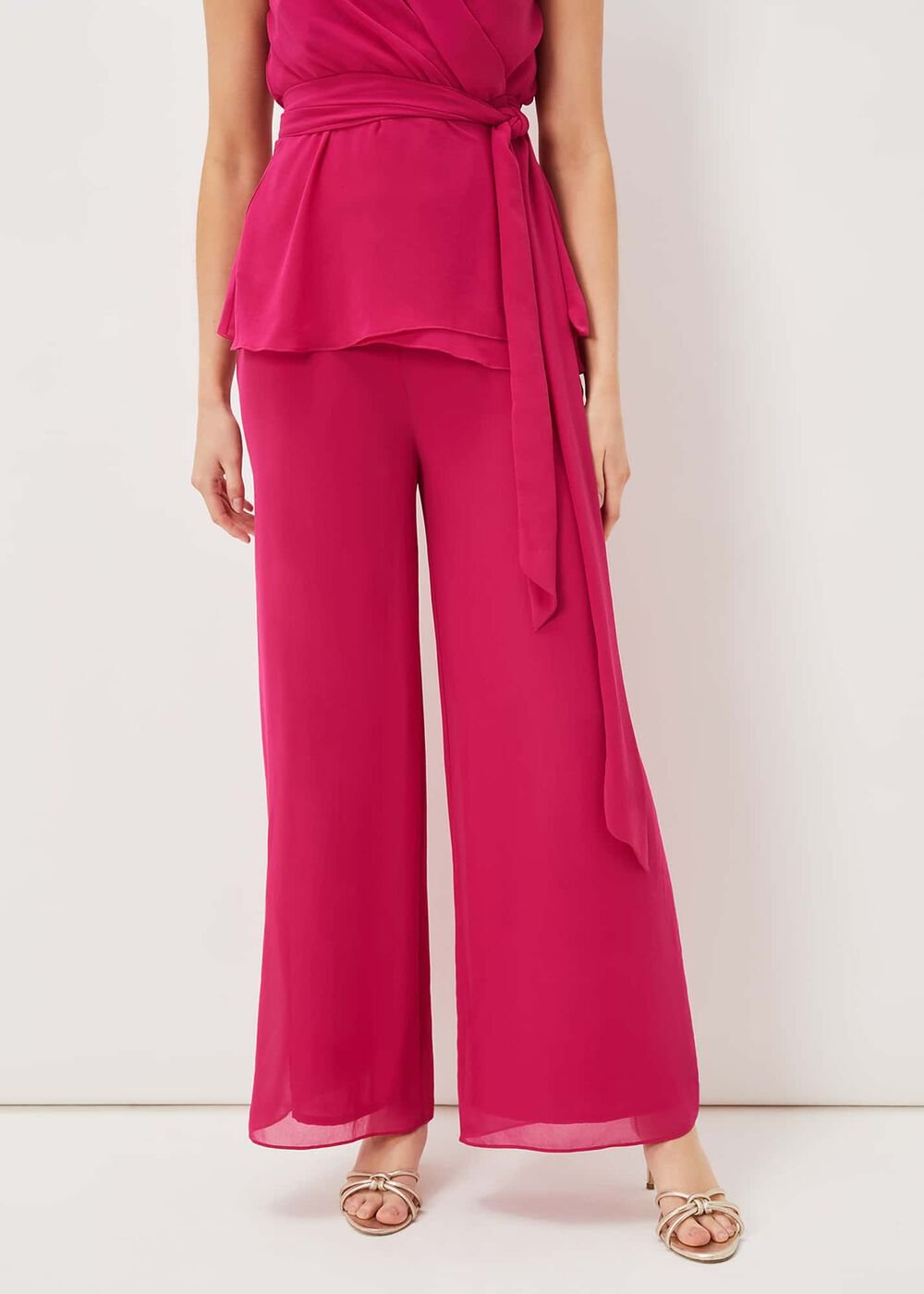 Florentine Chiffon Trousers Magenta Pink