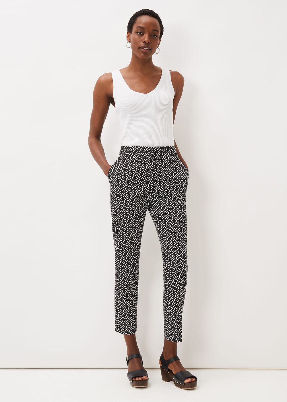 Mackenzie Geo Tapered Trouser Black/White