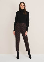 Mackenzie Geo Jacquard Tapered Trouser Black/Chocolate