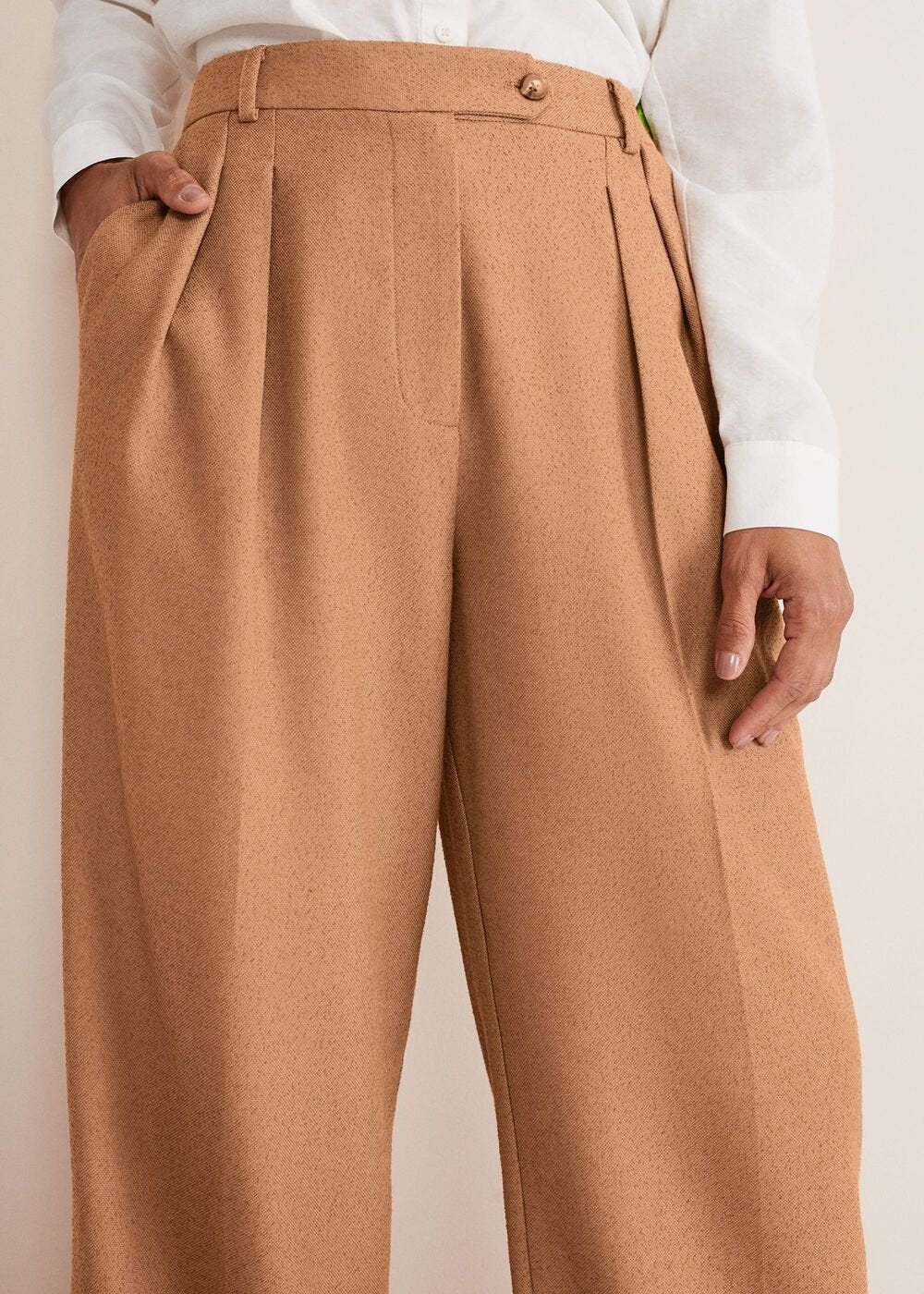 Dola Wide Leg Boucle Trouser Camel