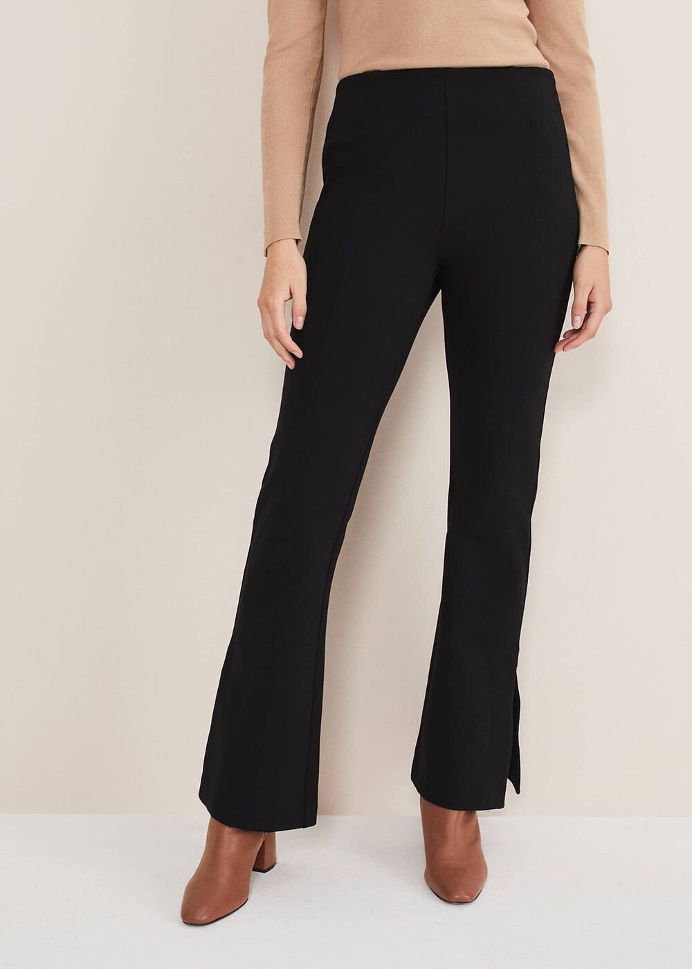 Ara Side Split Bootcut Ponte Trouser Black