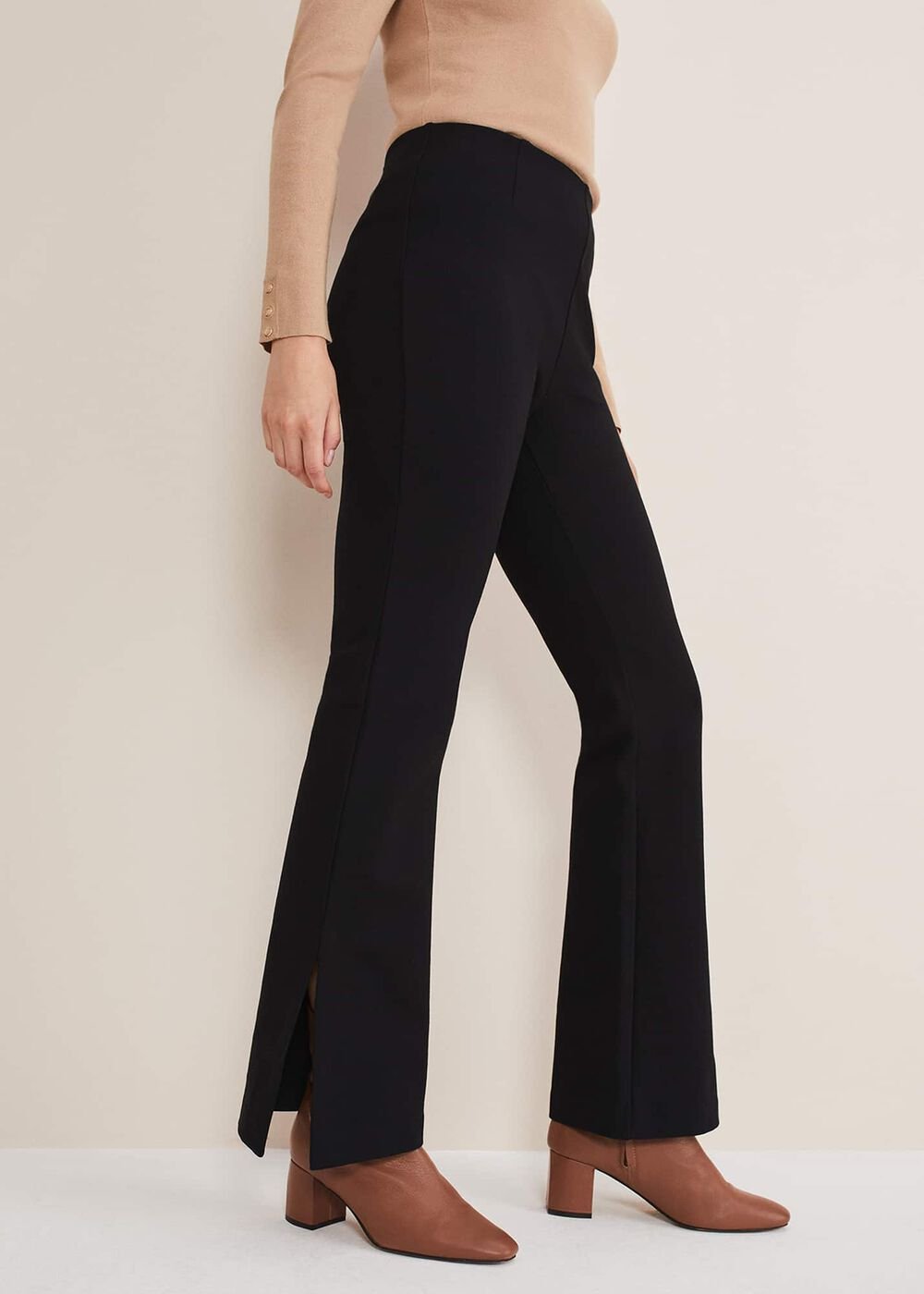 Ara Side Split Bootcut Ponte Trouser Black