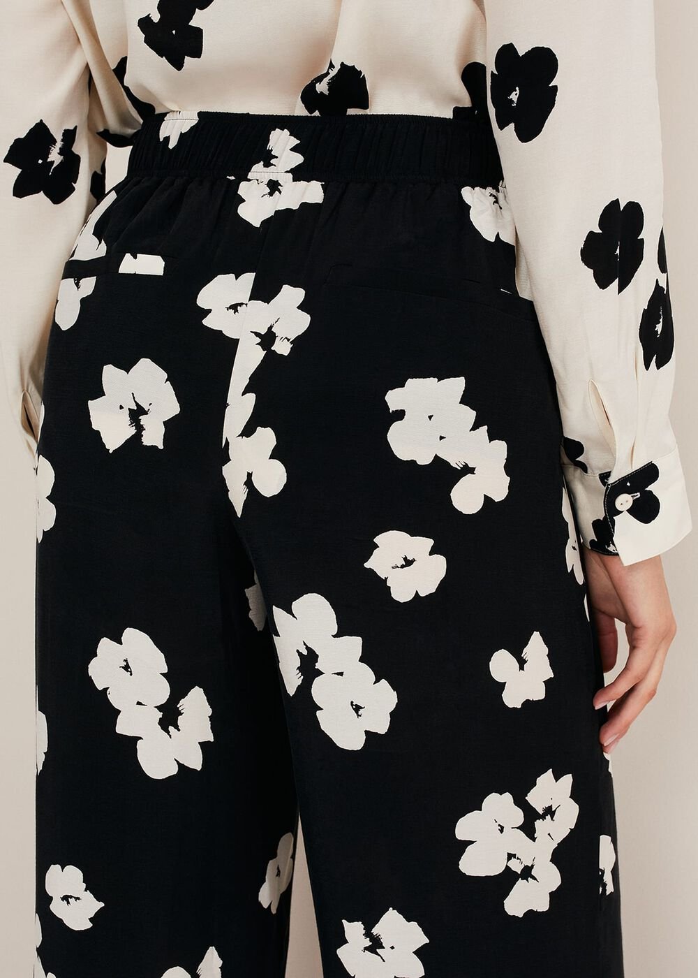 Rae Floral Wide Leg Trouser Black