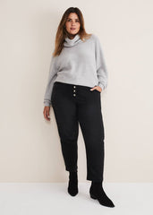 Karlie Button Through Corduroy Jeans Black