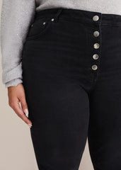 Karlie Button Through Corduroy Jeans Black