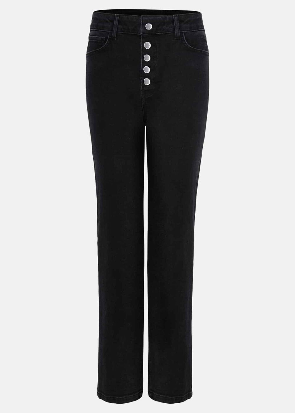 Karlie Button Through Corduroy Jeans Black