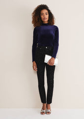 Jaimie Flocked Jeans Black