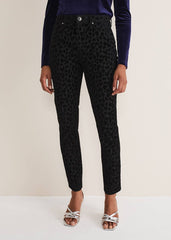 Jaimie Flocked Jeans Black