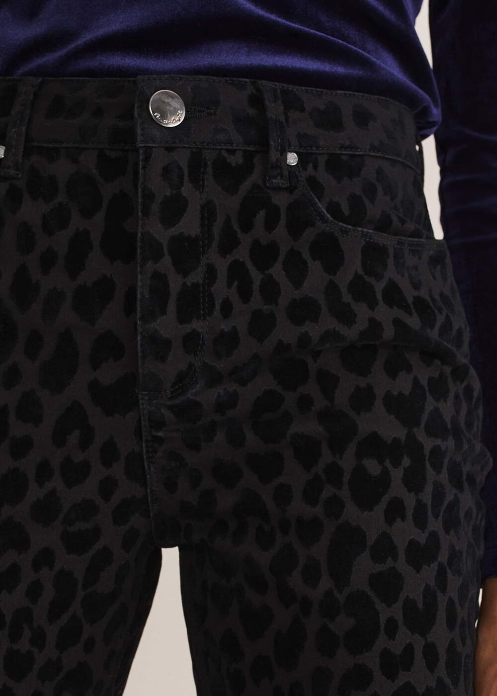 Jaimie Flocked Jeans Black