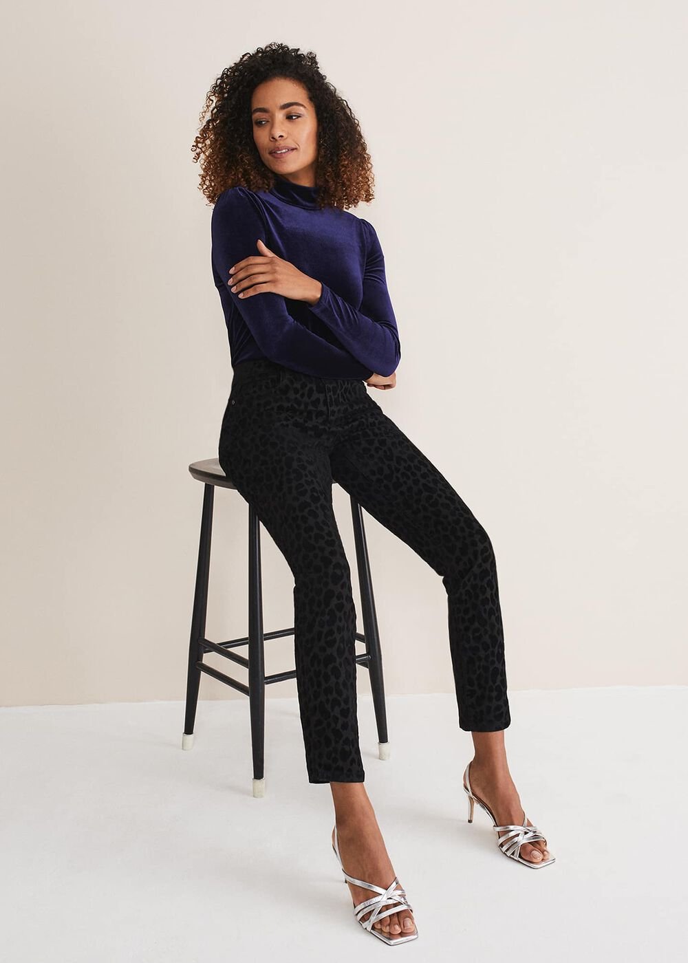 Jaimie Flocked Jeans Black