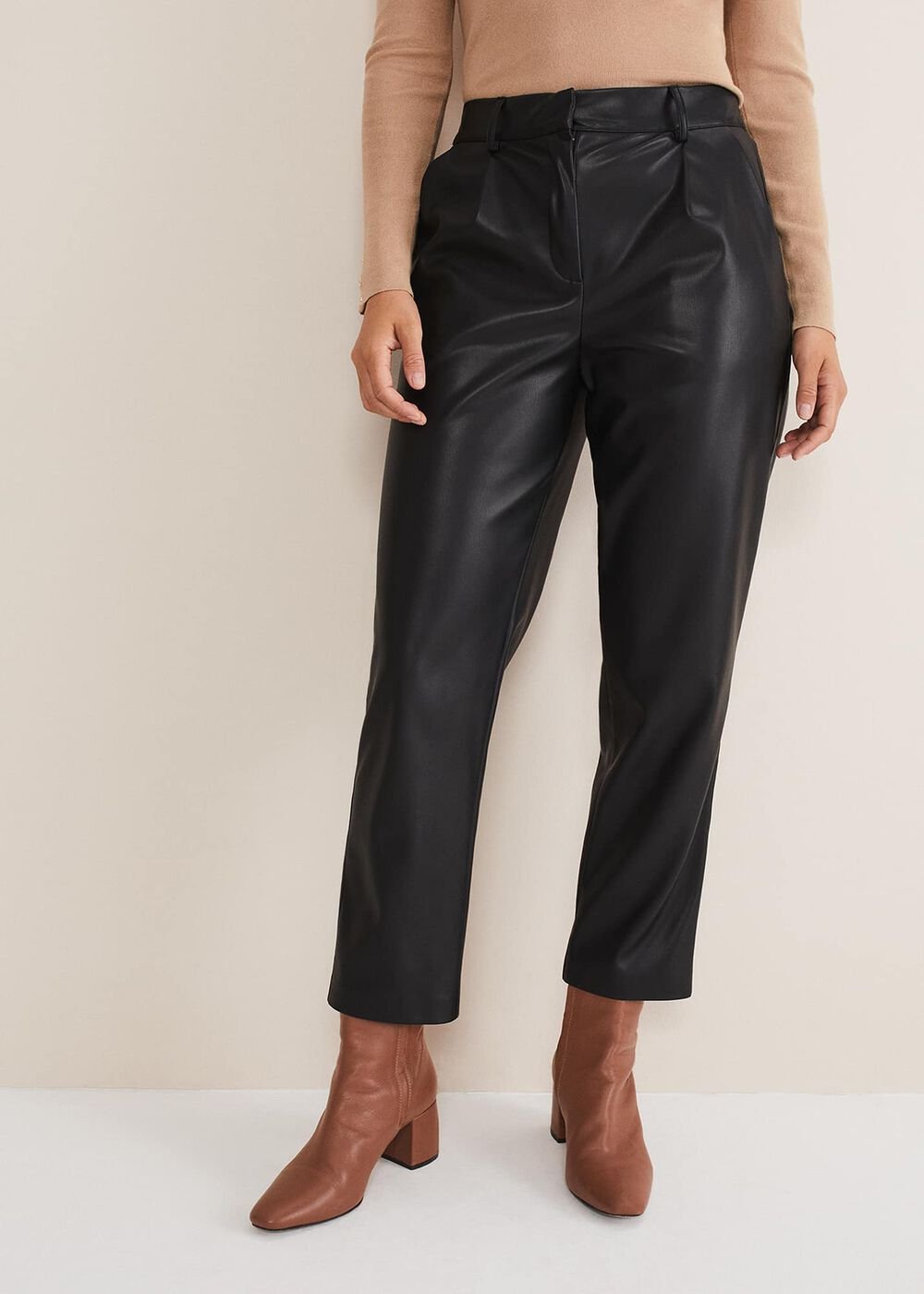 Rya Pleather Straight Leg Trouser Black