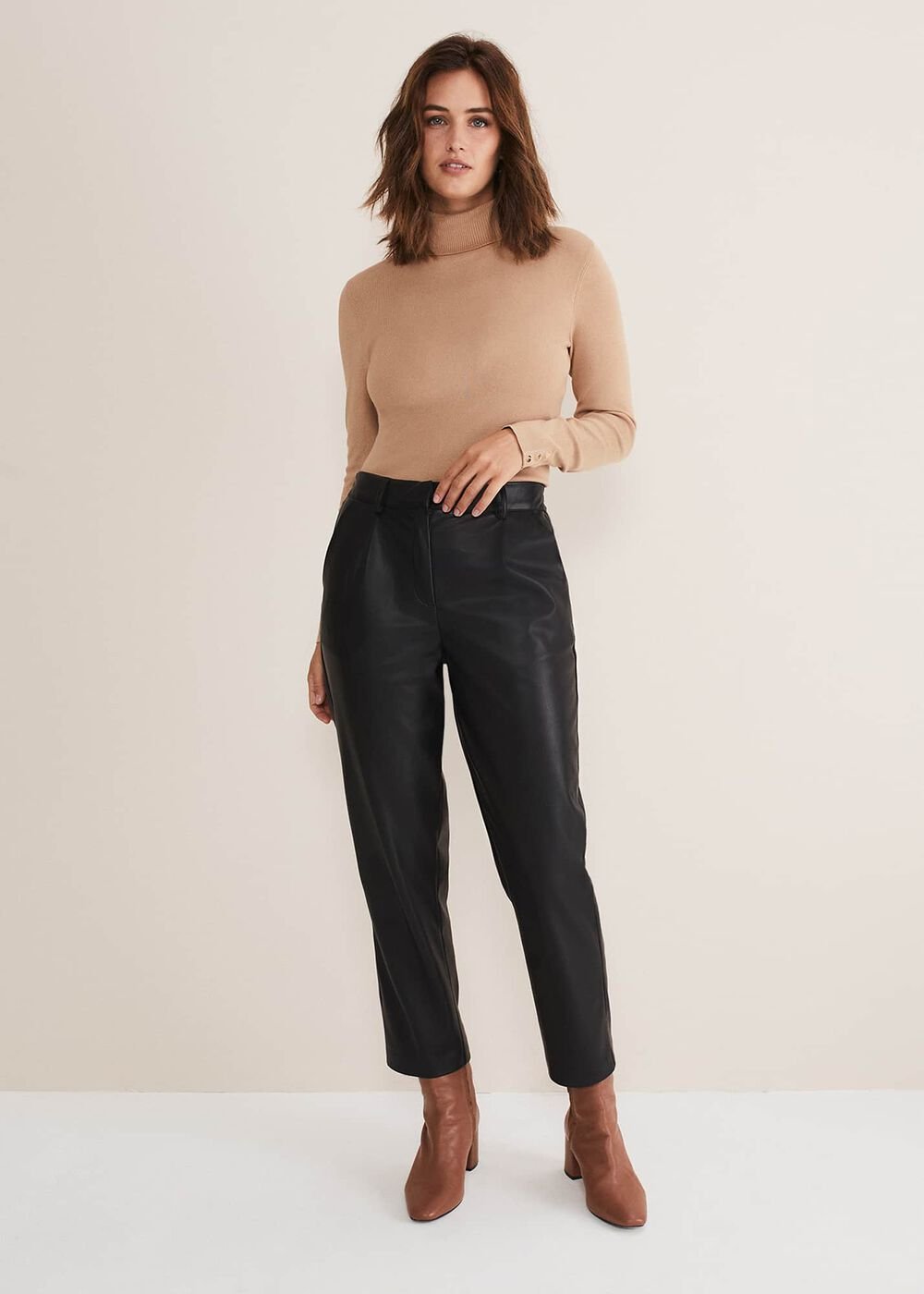 Rya Pleather Straight Leg Trouser Black