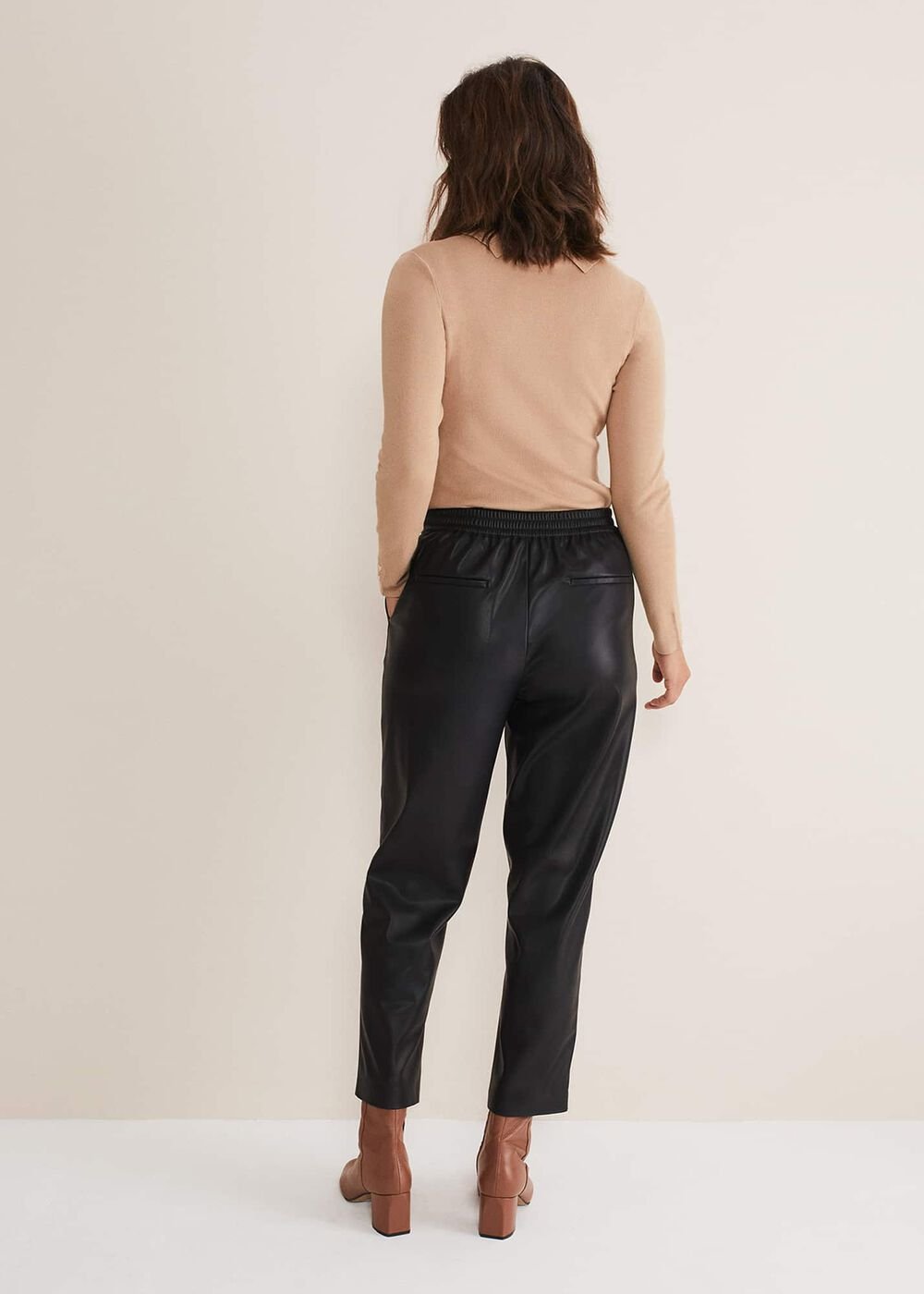 Rya Pleather Straight Leg Trouser Black