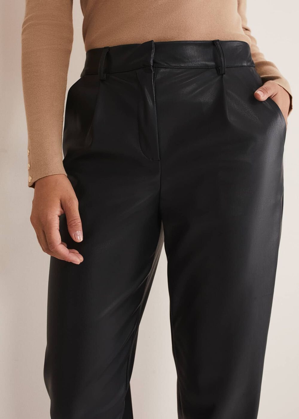 Rya Pleather Straight Leg Trouser Black