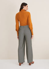 Nouria Herringbone Tapered Trouser Black/Cream