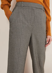 Nouria Herringbone Tapered Trouser Black/Cream