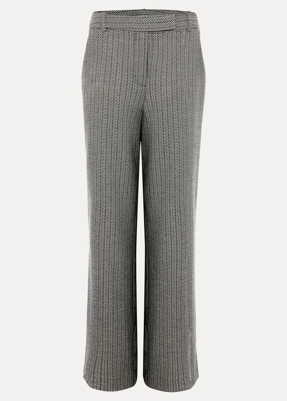 Nouria Herringbone Tapered Trouser Black/Cream