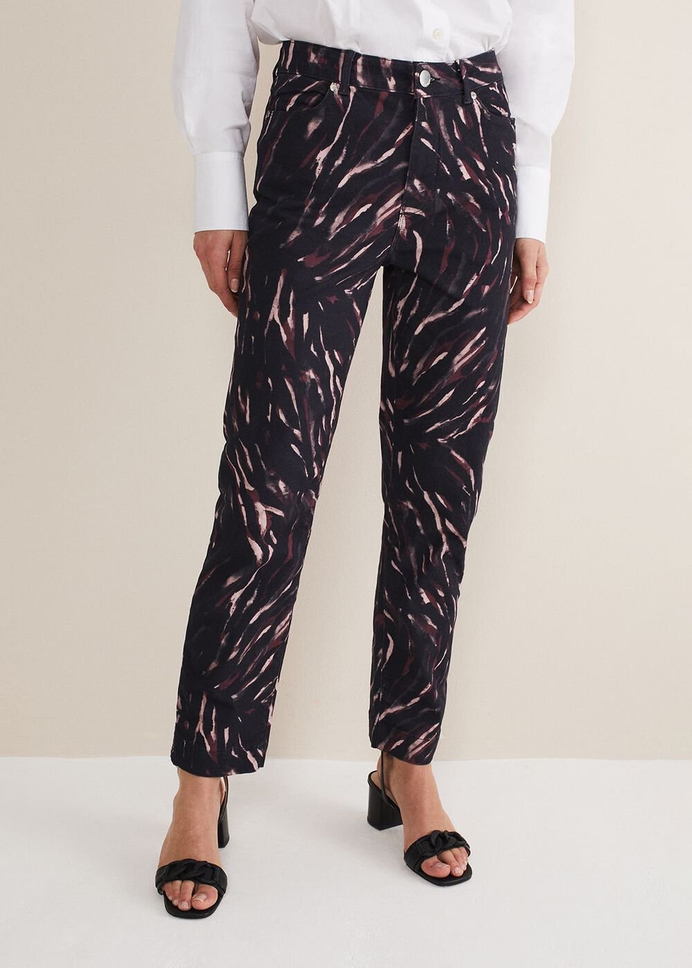 Ramona Zebra Print Straight Leg Jeans Black/Multi