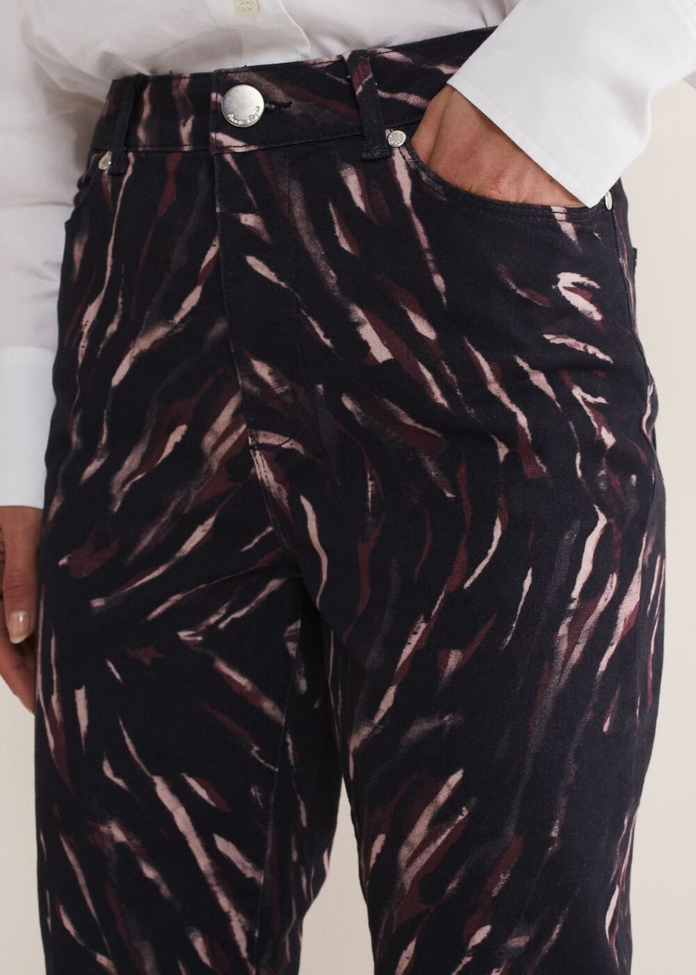 Ramona Zebra Print Straight Leg Jeans Black/Multi