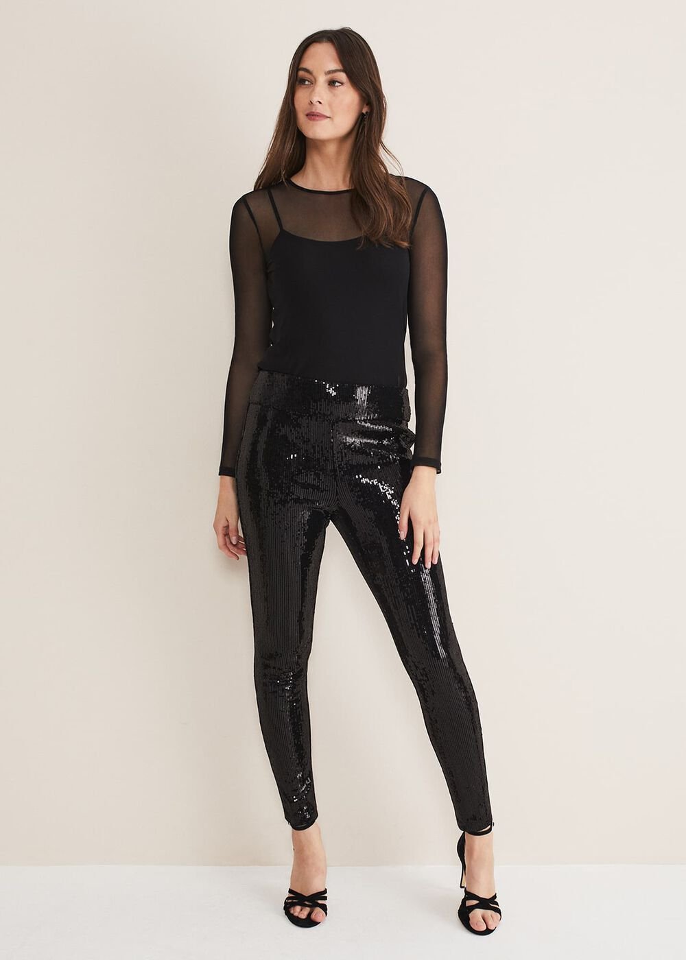 Ausha Black Sequin Leggings Black