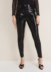 Ausha Black Sequin Leggings Black