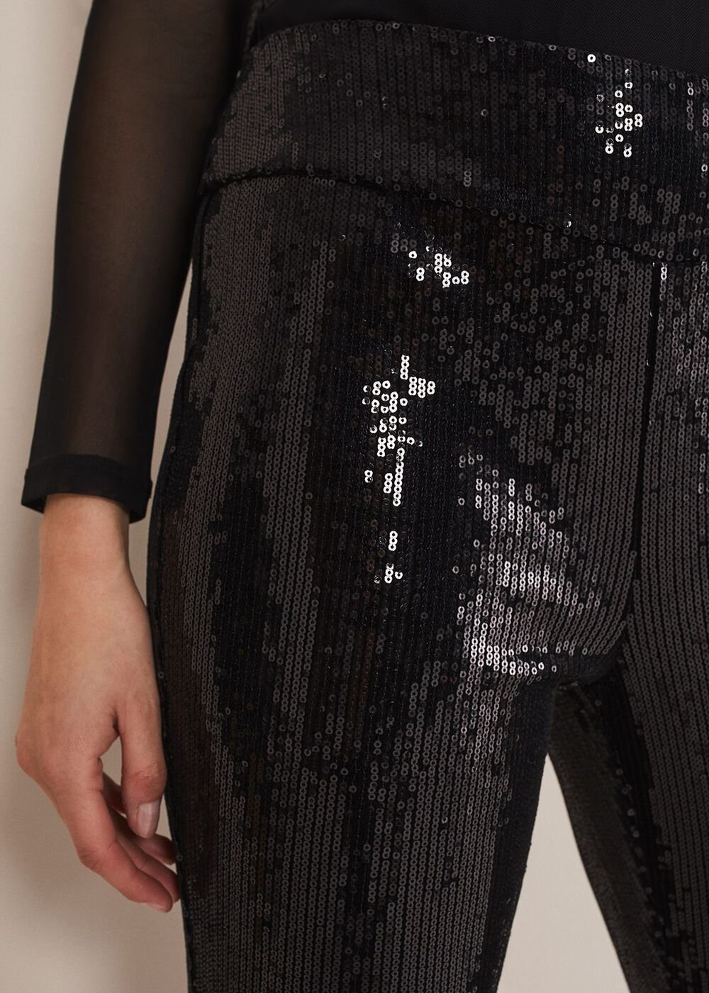 Ausha Black Sequin Leggings Black