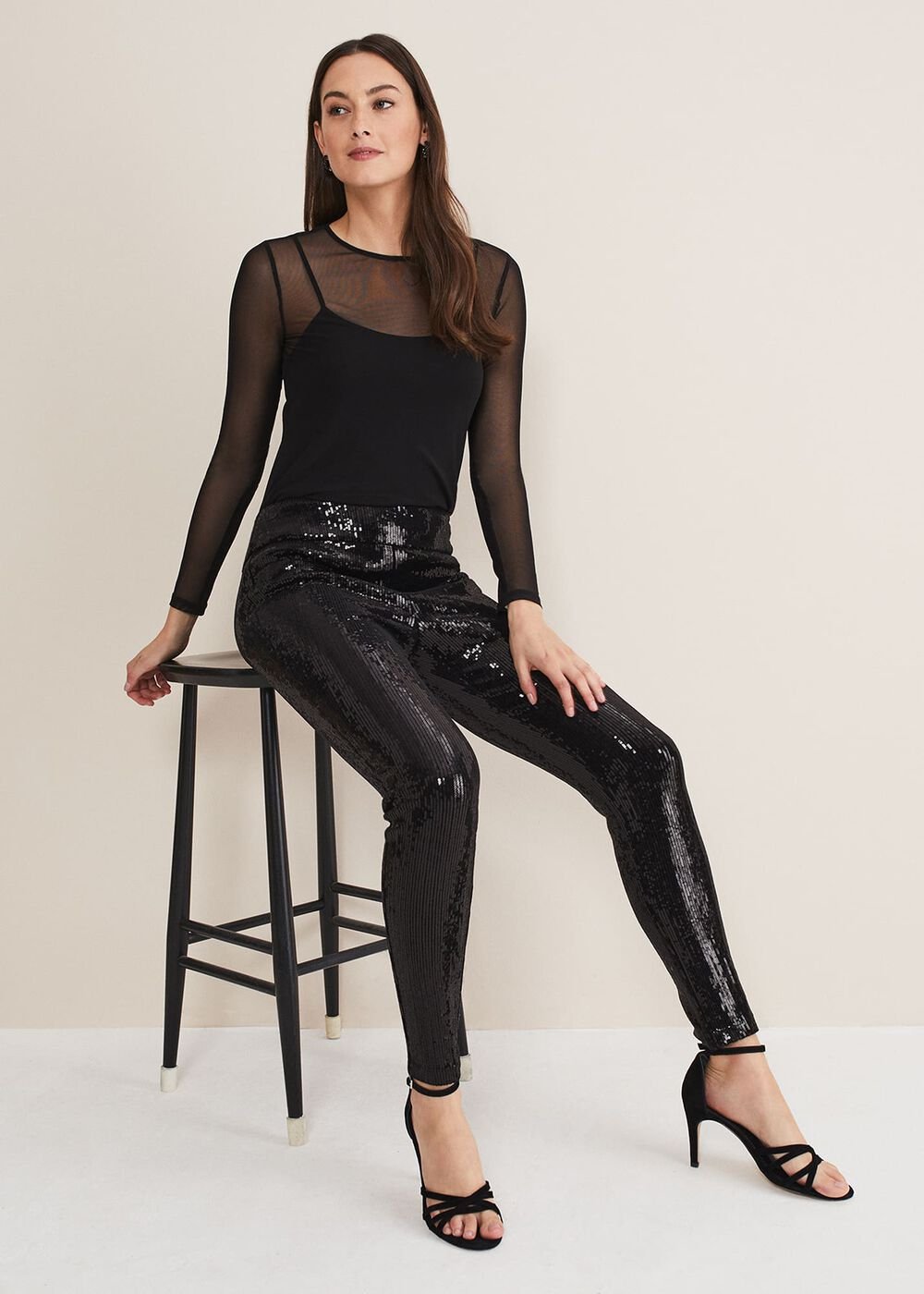 Ausha Black Sequin Leggings Black