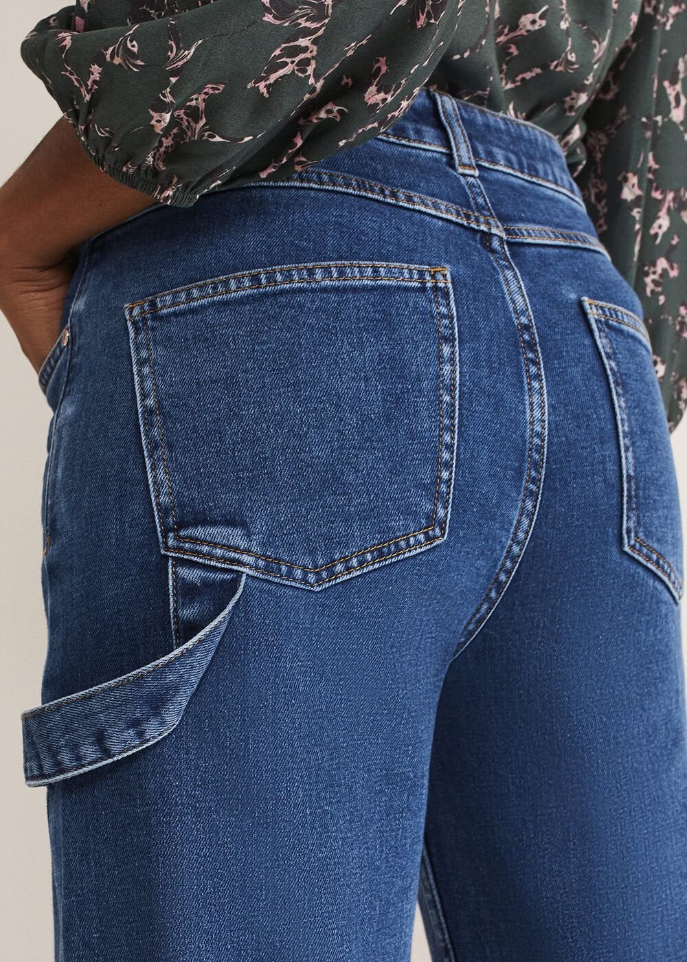 Scout Cargo Wide Leg Jeans Mid Blue
