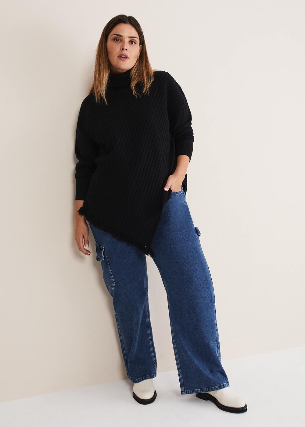 Scout Cargo Wide Leg Jeans Mid Blue